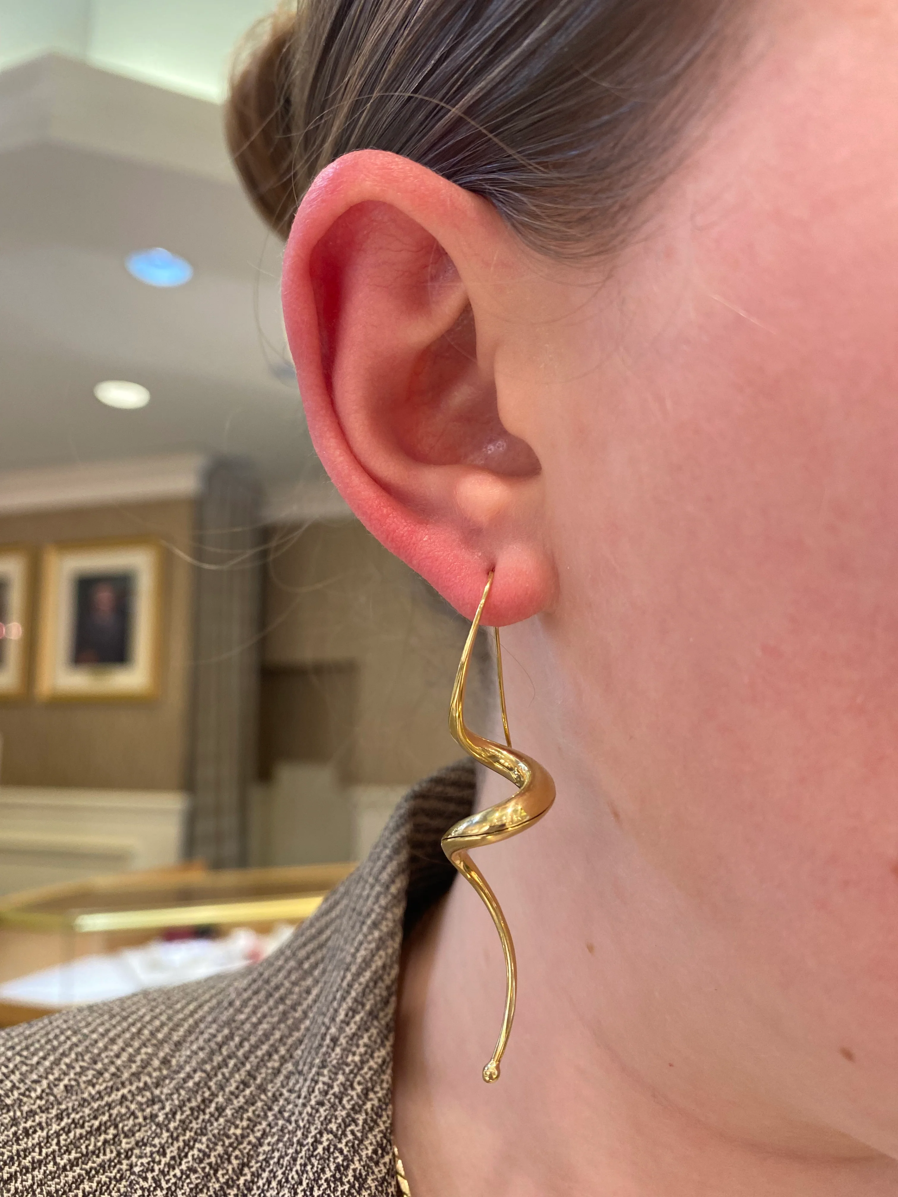 Estate Michael Good 18K Yellow Gold Helicoidal Earrings - Image 2