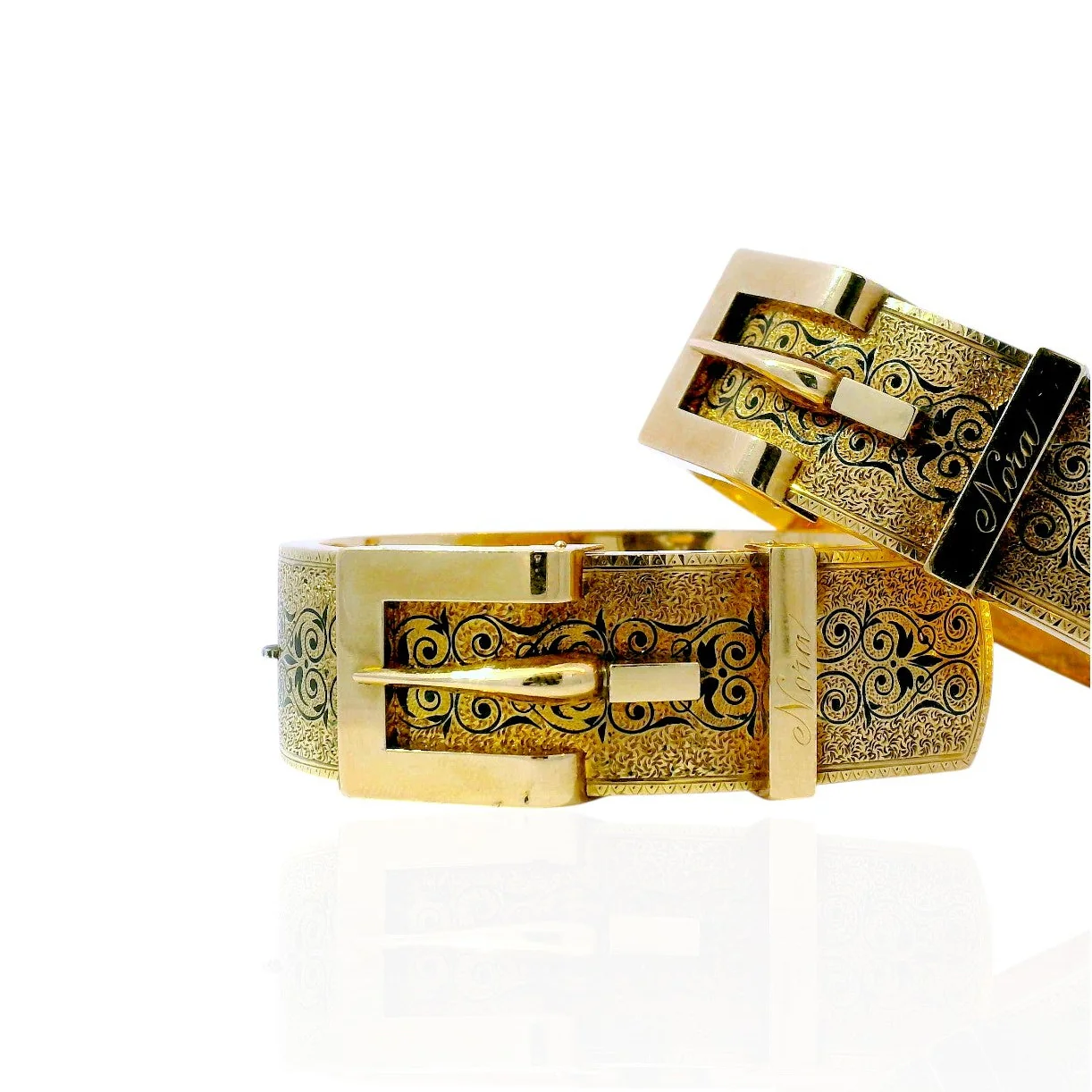 Estate Pair of Victorian Hinged Bangle Bracelets - Image 2