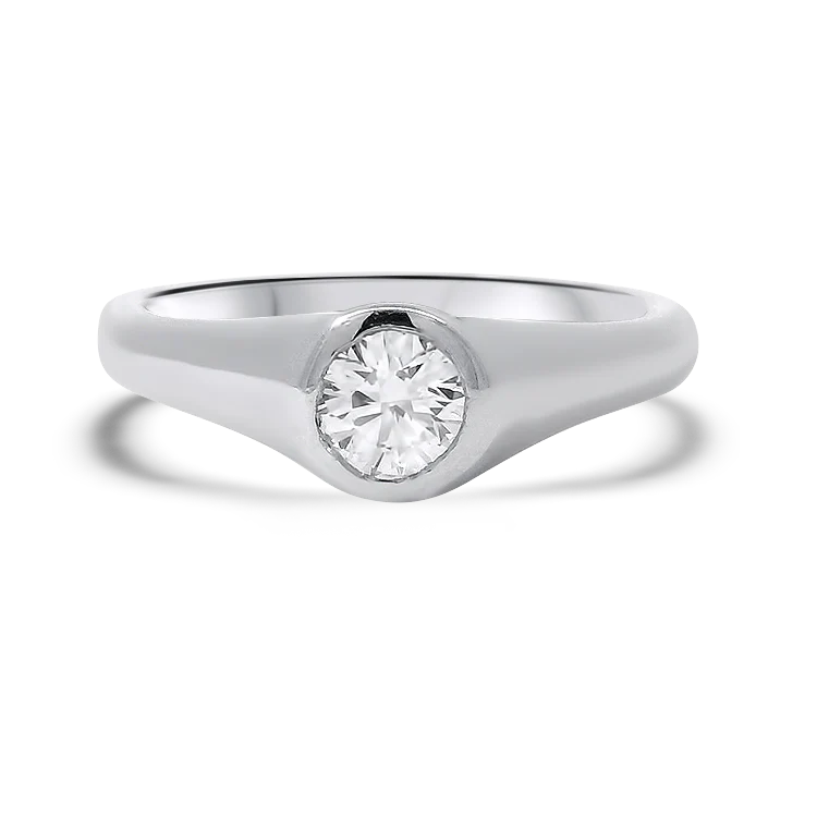 Estate Platinum Diamond Bezel Solitaire Ring – 0.38ct
