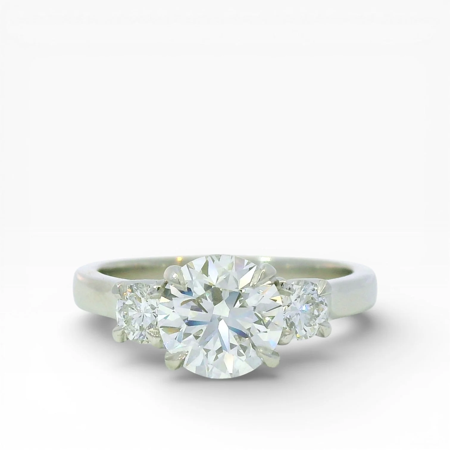 Estate Platinum Three Stone Diamond Ring - 2.08ct