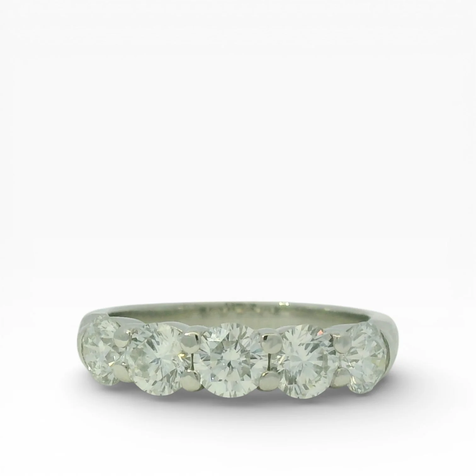 Estate Platinum Five-Stone Diamond Band