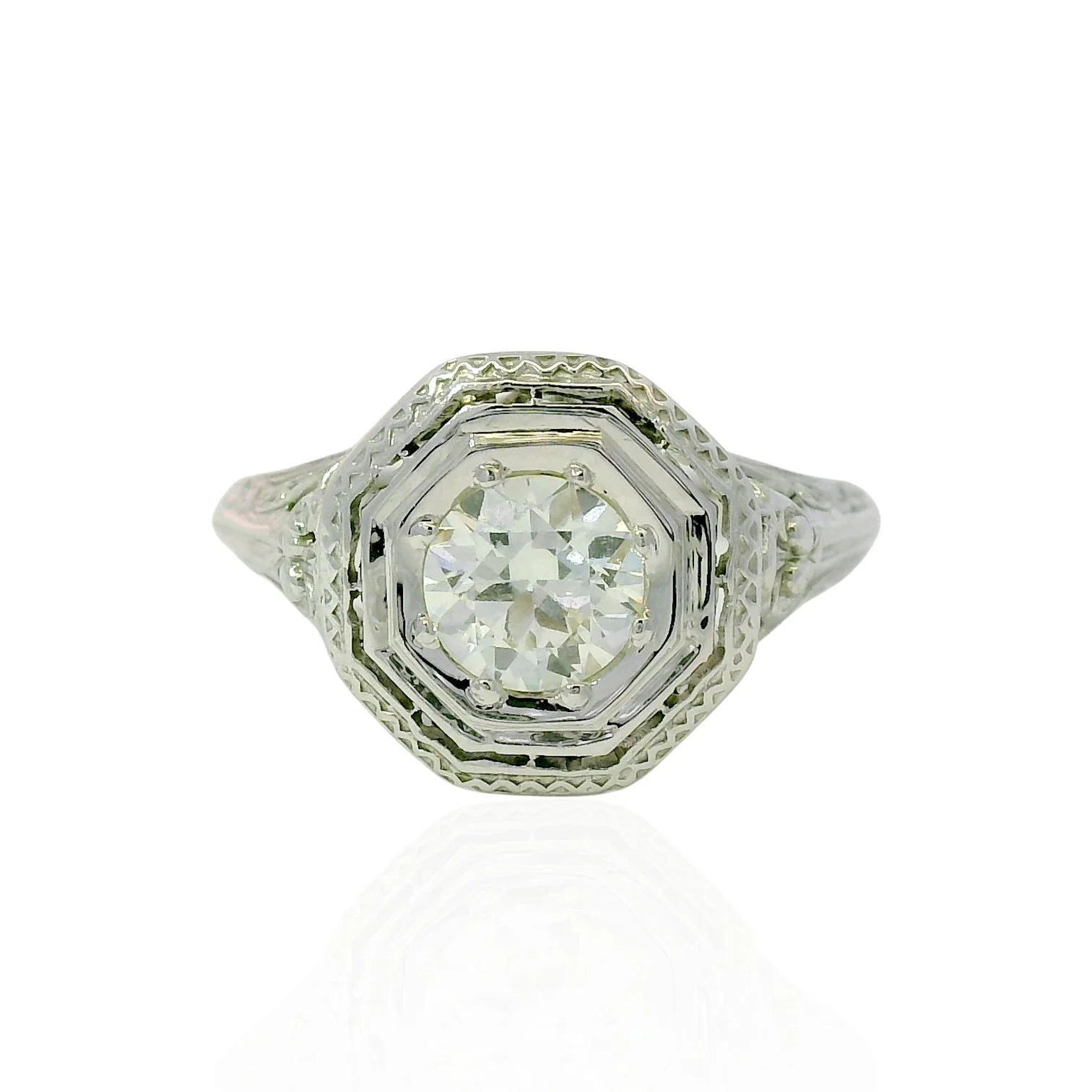 Estate Platinum Old European Cut Diamond Ring – 0.60ct