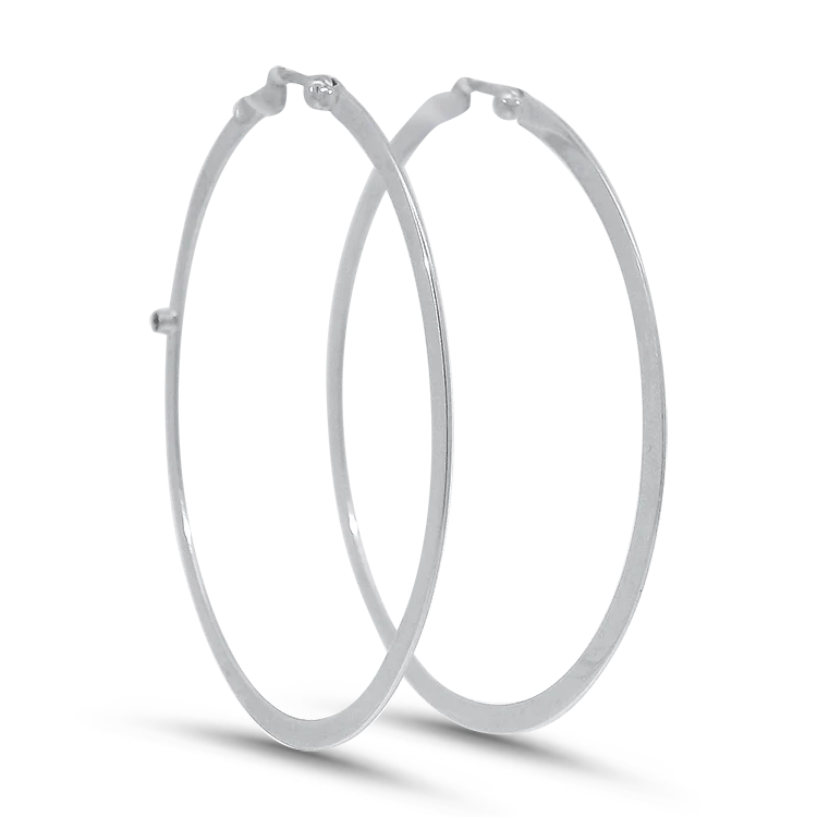 Estate Roberto Coin 18k White Gold Flat Hoop Earrings