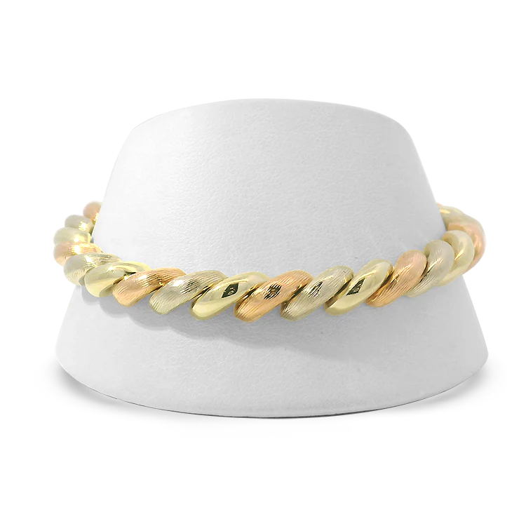 Estate San Marco 14k Yellow and Rose Gold Macaroni Link Bracelet