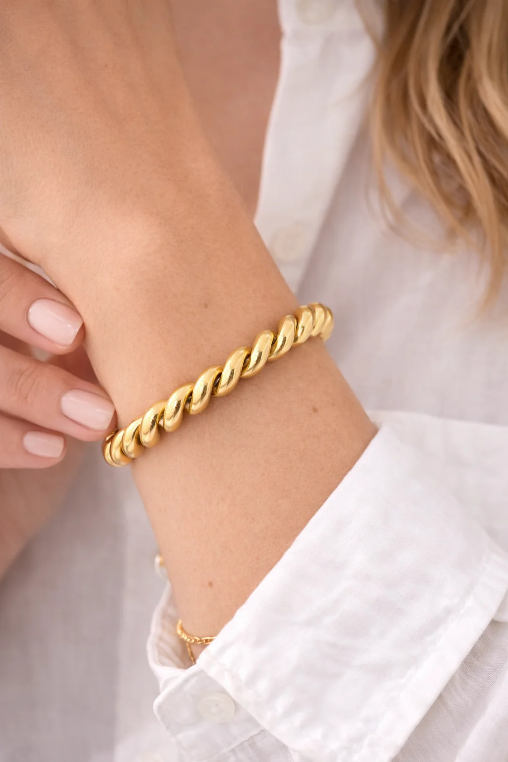 Estate San Marco 14k Yellow Gold Macaroni Link Bracelet - Image 2
