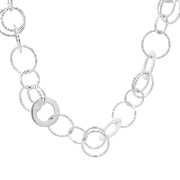 Estate Sterling Silver Circle Link Necklace â 31"