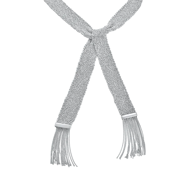 Estate Sterling Silver Woven Scarf-Style Necklace