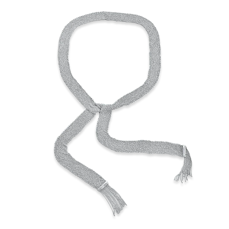 Estate Sterling Silver Woven Scarf-Style Necklace - Image 2