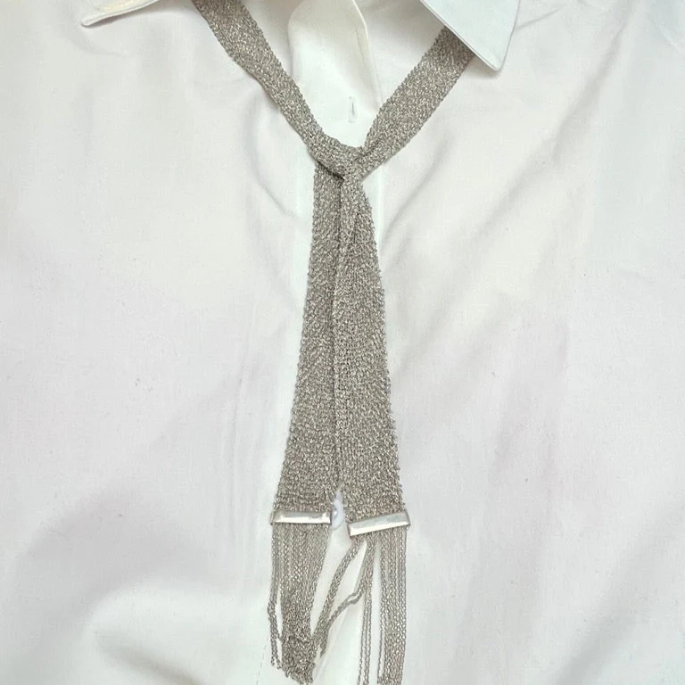 Estate Sterling Silver Woven Scarf-Style Necklace - Image 3