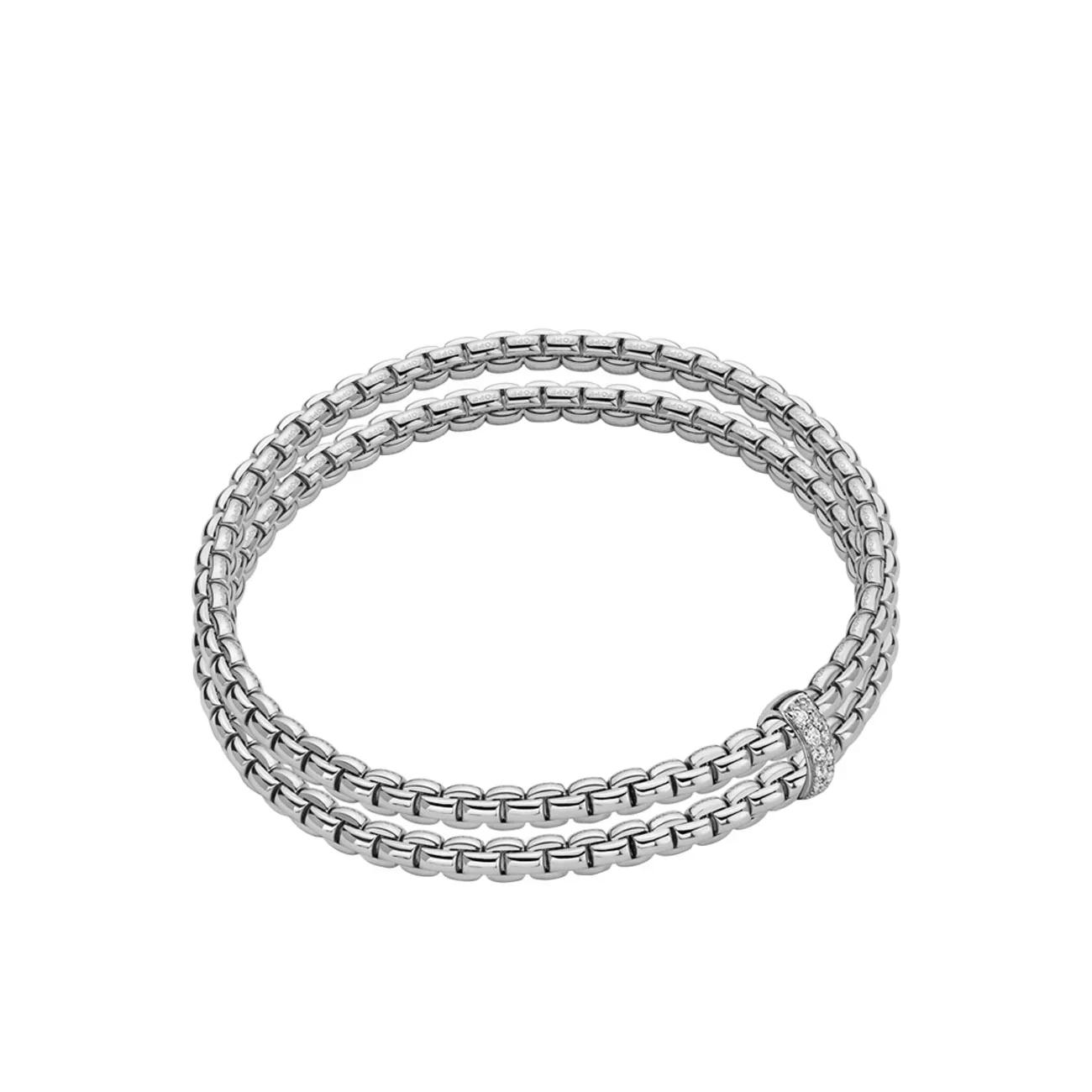 Fope Eka Flex’It 18K White Gold Double Row Diamond Bracelet - Medium