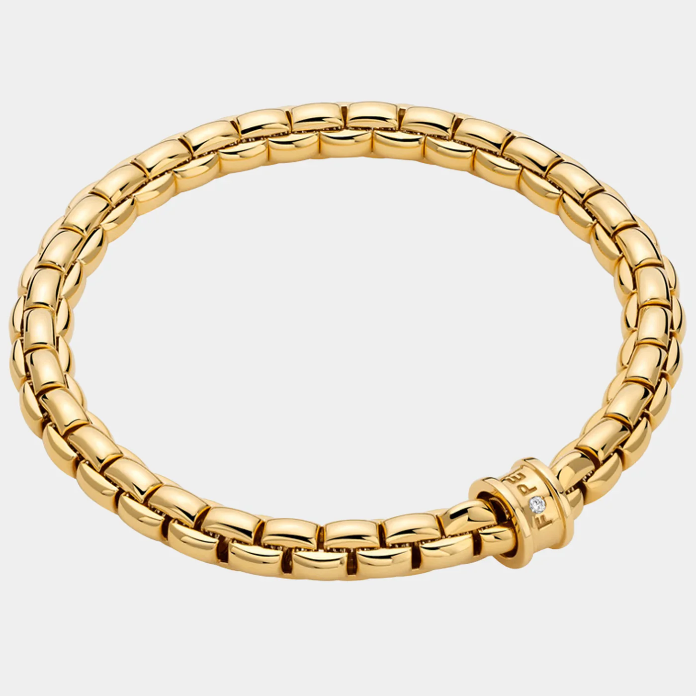 Fope Eka Flex’It 18k Yellow Gold Flex'it Bracelet with Diamond Accent - Size Large