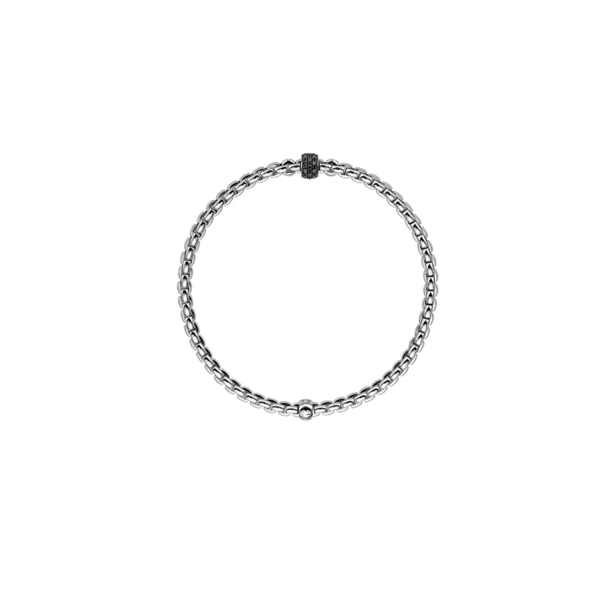 Fope Eka 18k White Gold Flex'It Black Diamond Bracelet - Size Extra Large