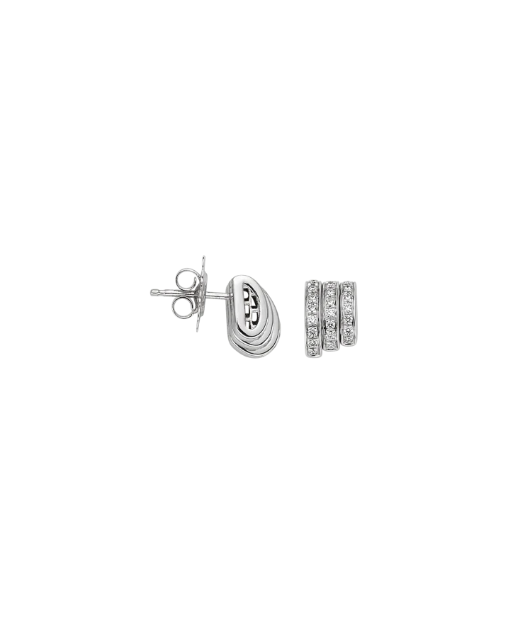 Fope Prima Collection Stud Earrings with Diamond Pave' - Image 2