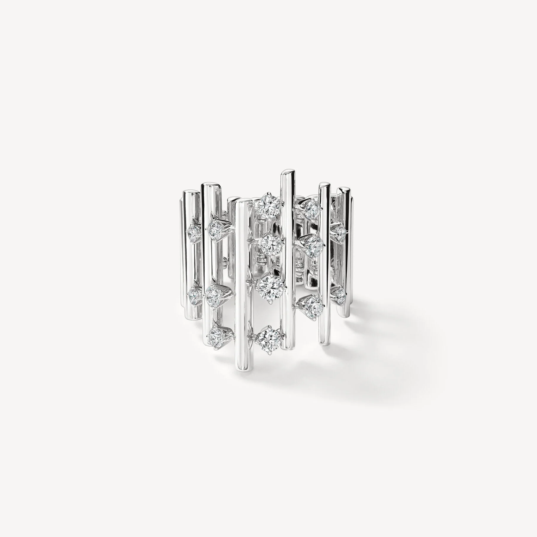 Hearts On Fire 18k White Gold Barre Multi-Row Diamond Ring
