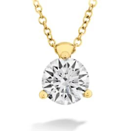 Hearts On Fire 18k Yellow Gold Classic 3 Prong Solitaire Diamond Necklace