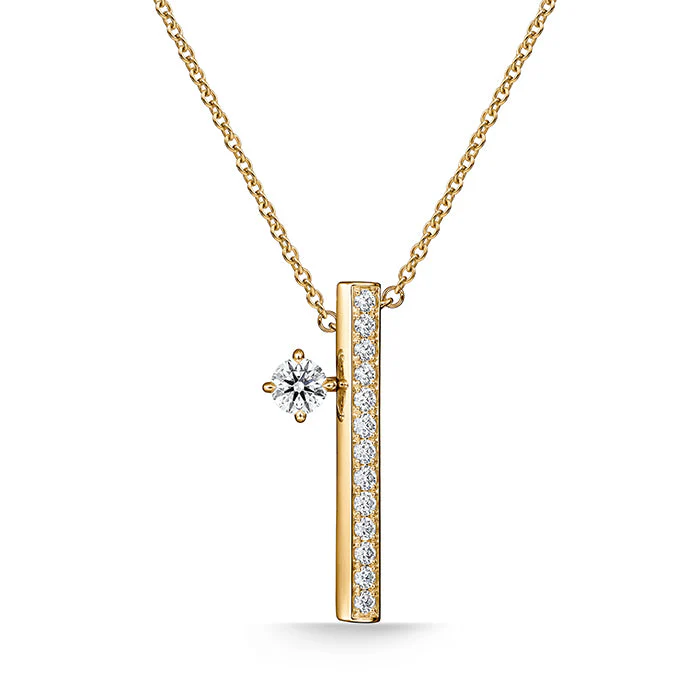 Hearts On Fire Barre 18k Yellow Gold Floating Single Diamond Pave Pendant Necklace