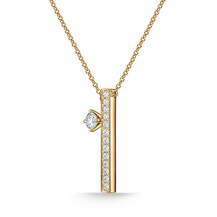 Hearts On Fire Barre 18k Yellow Gold Floating Single Diamond Pave Pendant Necklace - Image 4