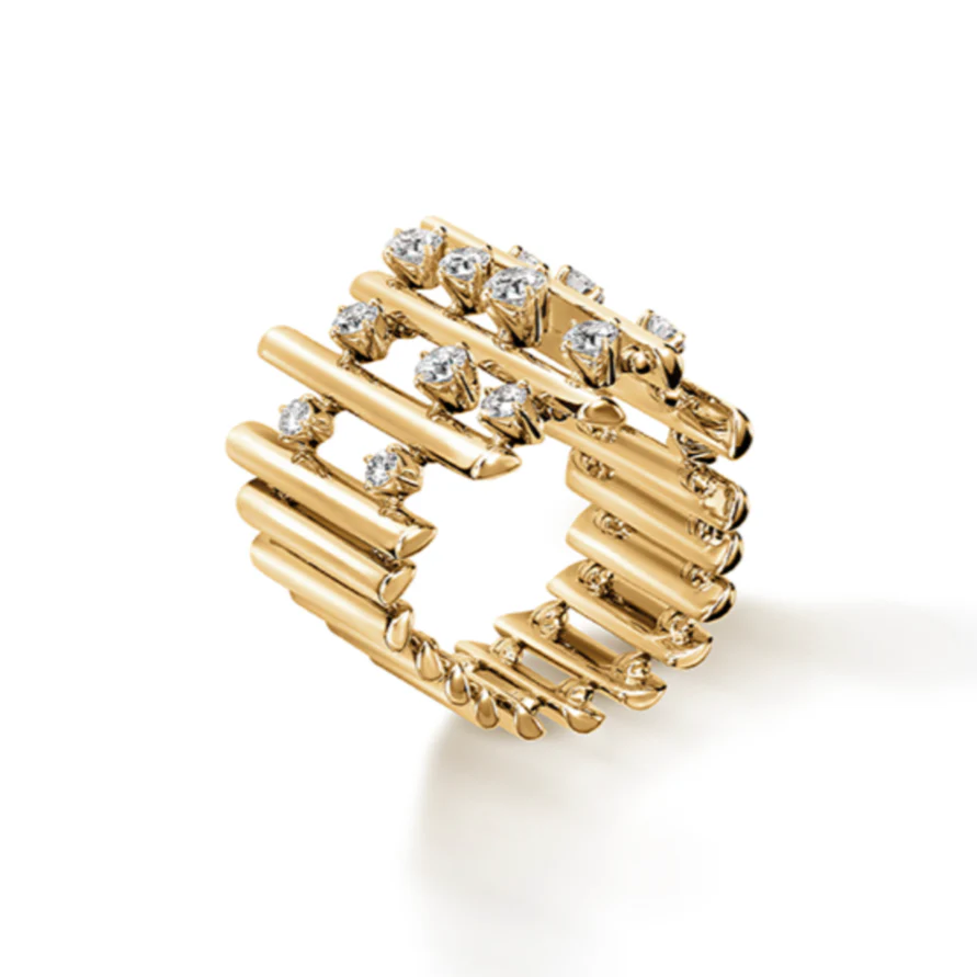 Hearts On Fire Barre 18K Yellow Gold Mult-Row Diamond Ring - Image 2