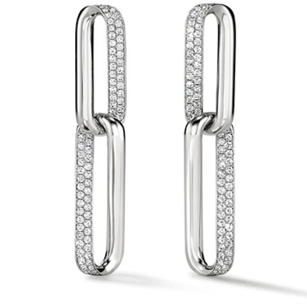Hearts On Fire Inside/Out 18k White Gold Drop Link Diamond Earrings