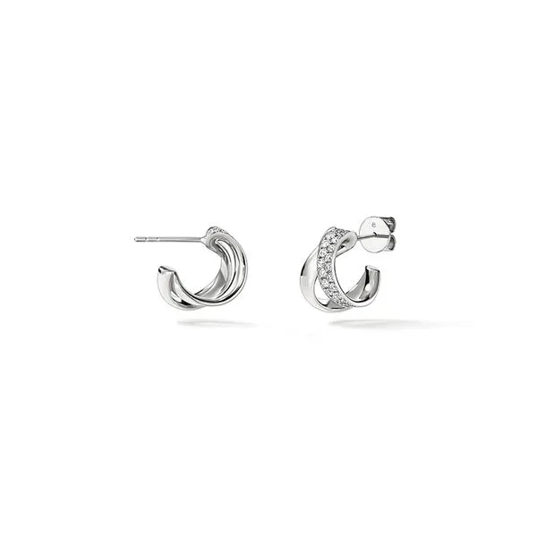 Hearts On Fire Inside/Out 18k White Gold Spiral Diamond Earrings - Image 3