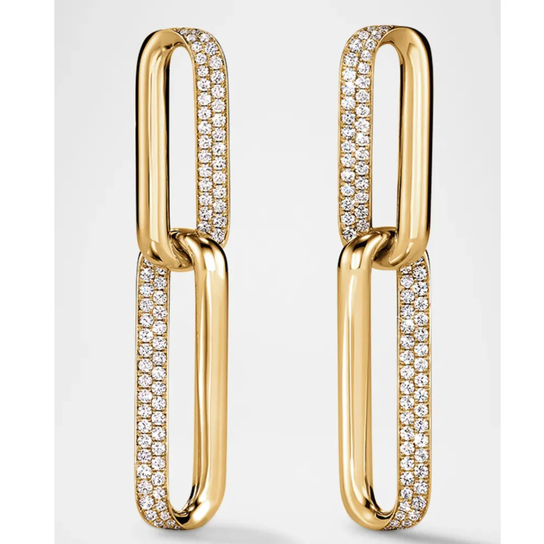 Hearts On Fire Inside/Out 18k Yellow Gold Drop Link Diamond Earrings