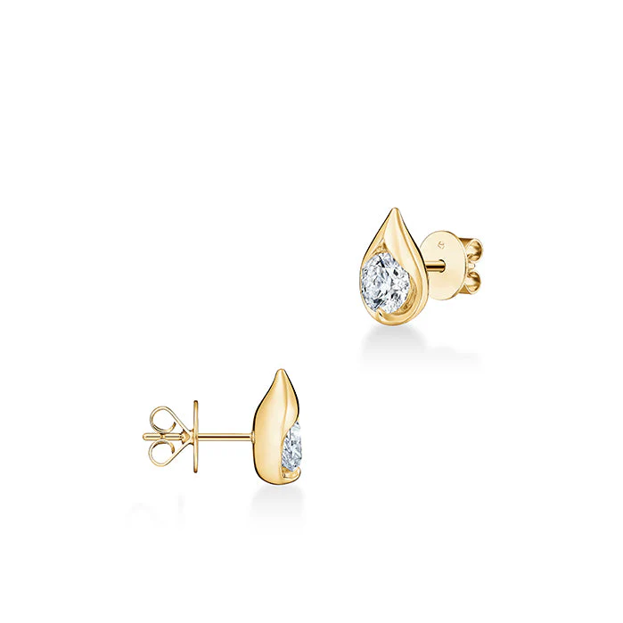 Hearts On Fire Lu 18k Yellow Gold Diamond Droplet Stud Earrings - .60cts - Image 3