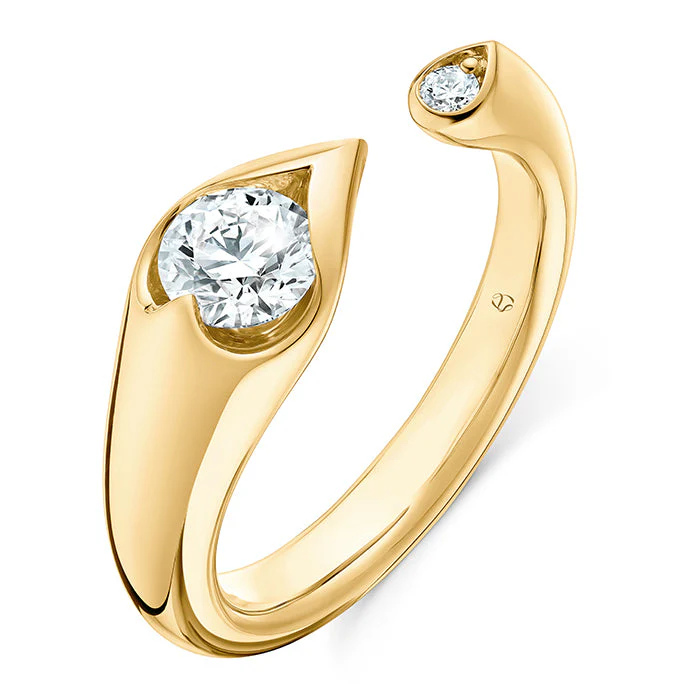 Hearts On Fire LU 18k Yellow Gold Open Droplet Diamond Ring - Image 3