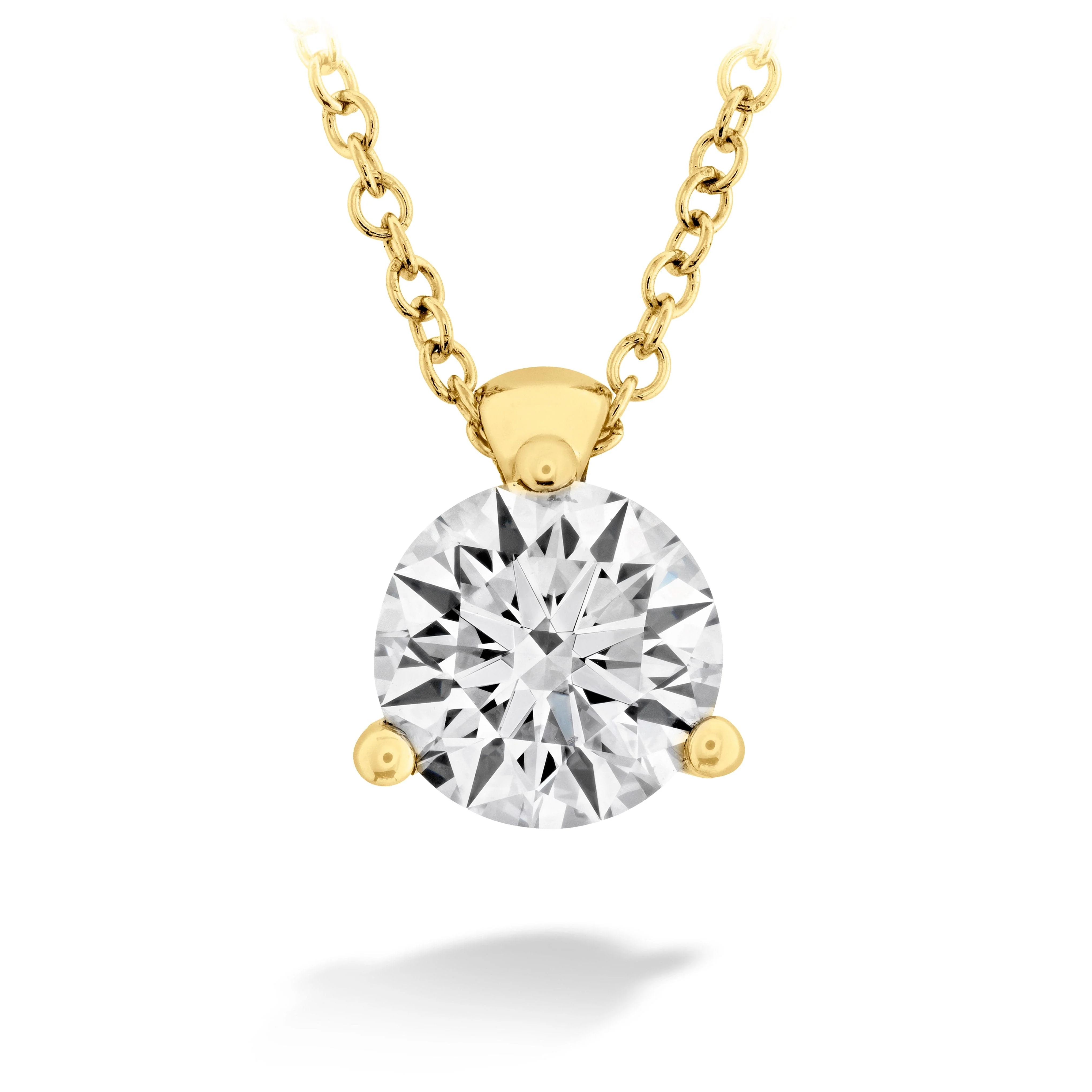 Hearts On Fire HOF Classic 18k Yellow Gold 3 Prong Solitaire Pendant