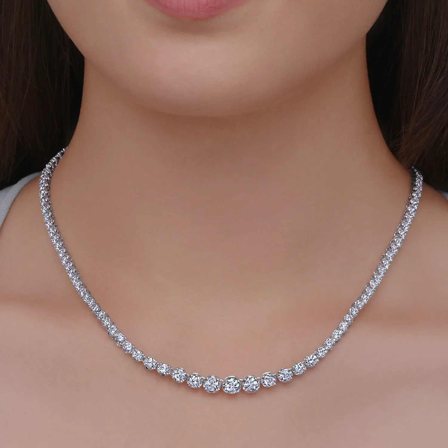 Kwiat Reserve 18k White Gold Graduated Diamond Riviera Necklace – 9.63ctw - Image 3