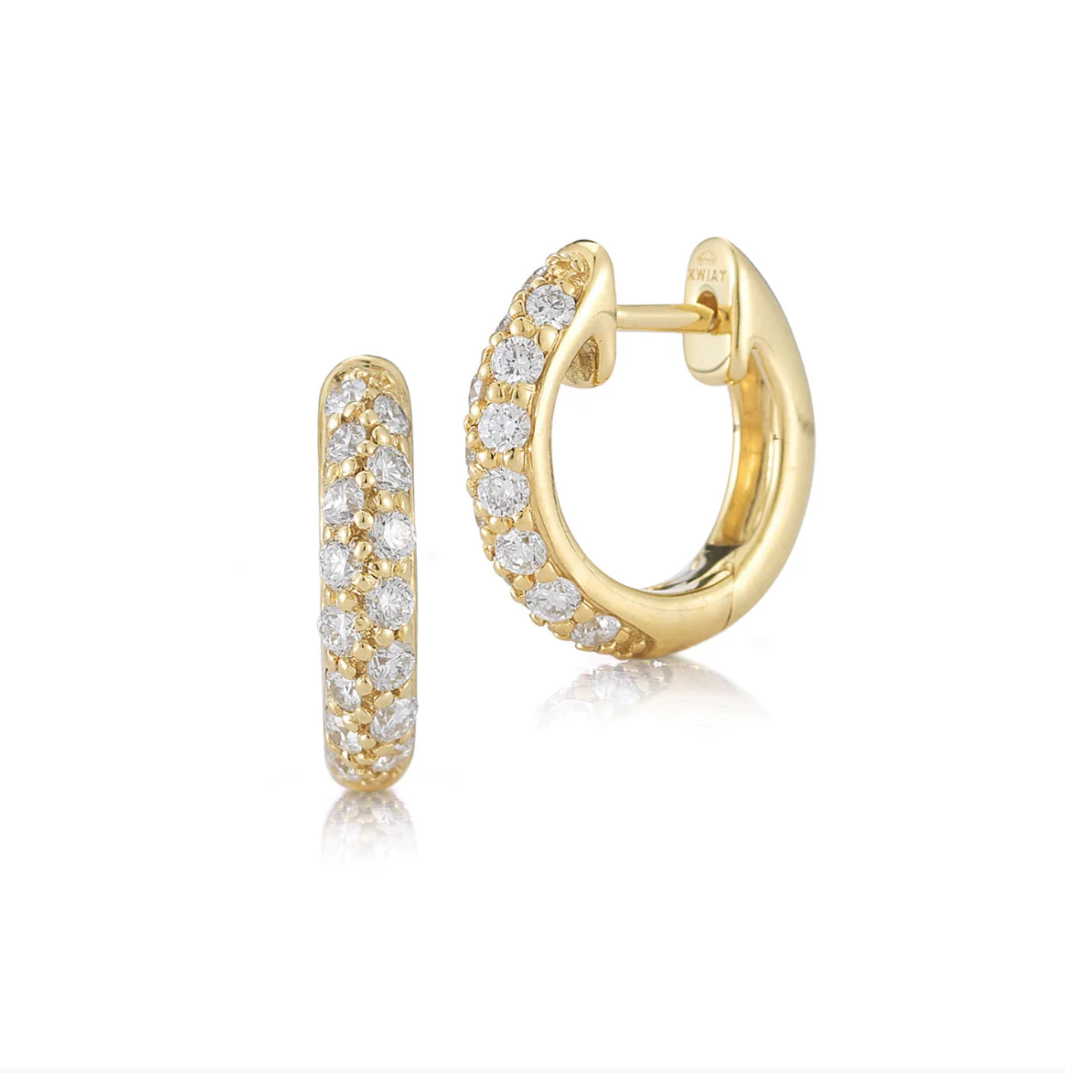 Kwiat Reserve Moonlight Petite Hoop Earrings with Pavé Diamonds in 18k Yellow Gold