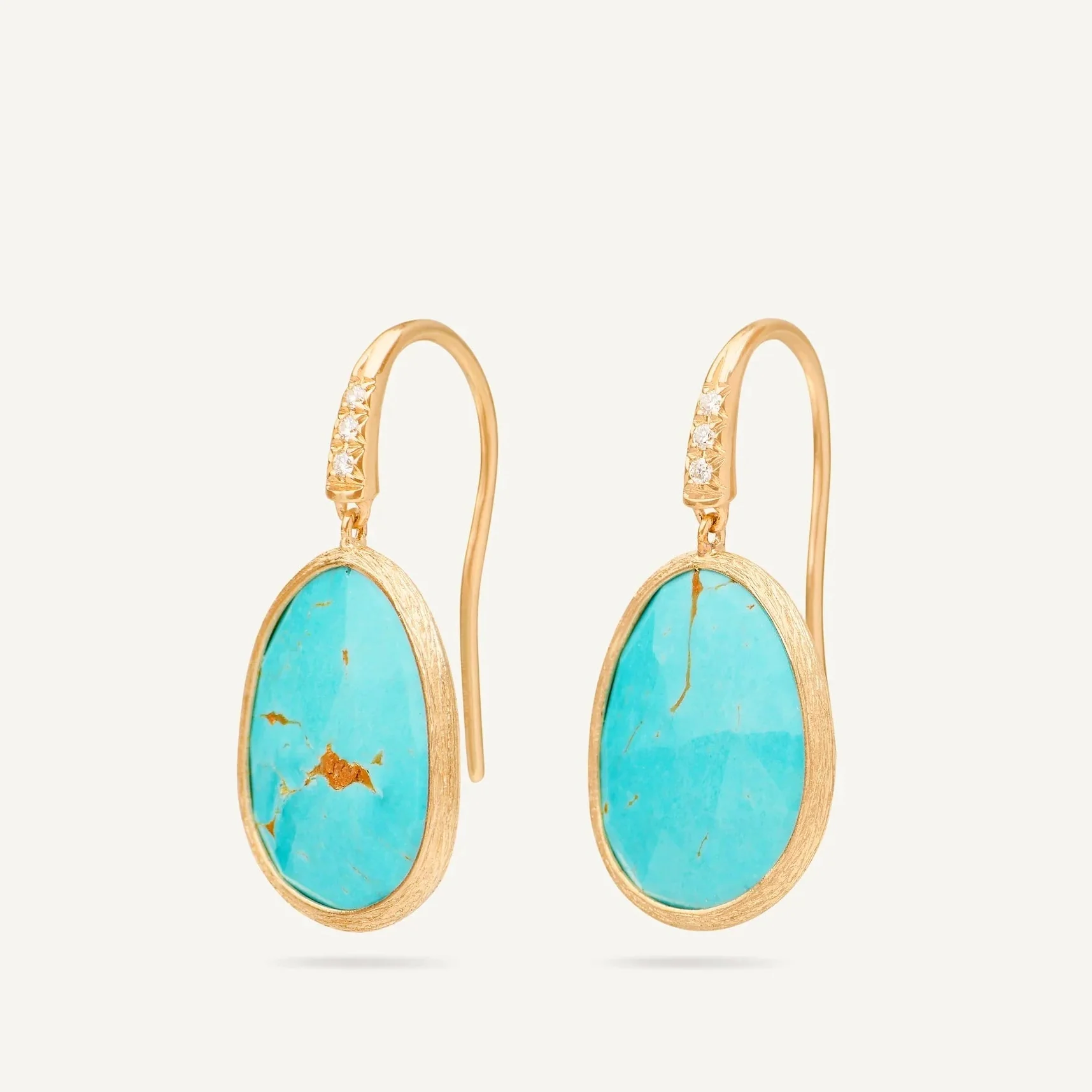 Marco Bicego 18k Yellow Gold Lunaria Diamond & Turquoise Earrings