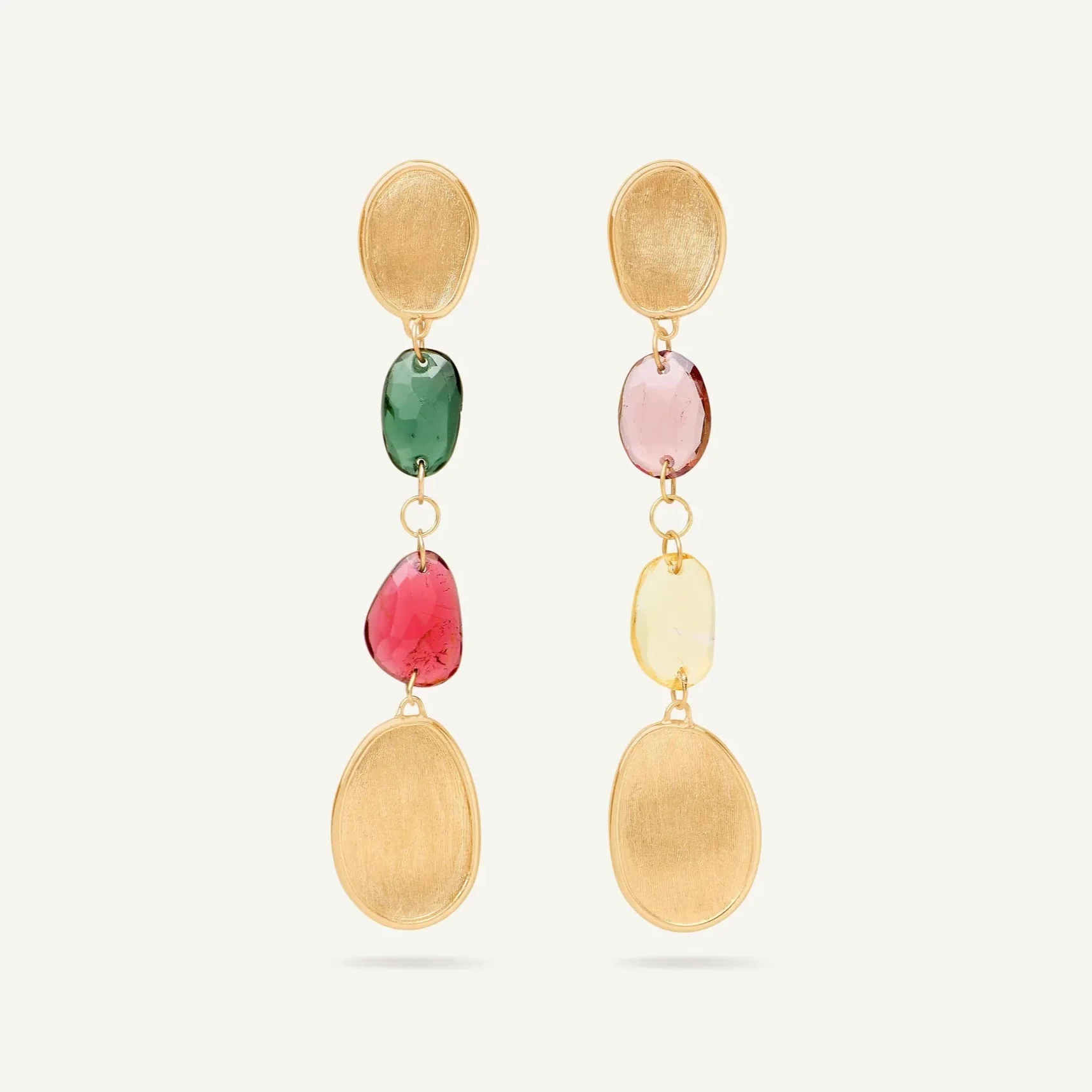 Marco Bicego 18k Yellow Gold Lunaria Mixed Tourmaline Dangle Earrings