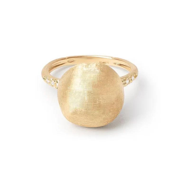Marco Bicego Africa 18K Yellow Gold Diamond Ball Ring - Image 3