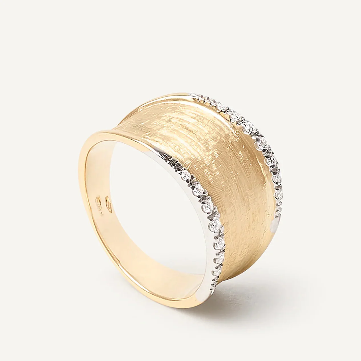 Marco Bicego Lunaria 18k Yellow and White Gold Medium Diamond Ring