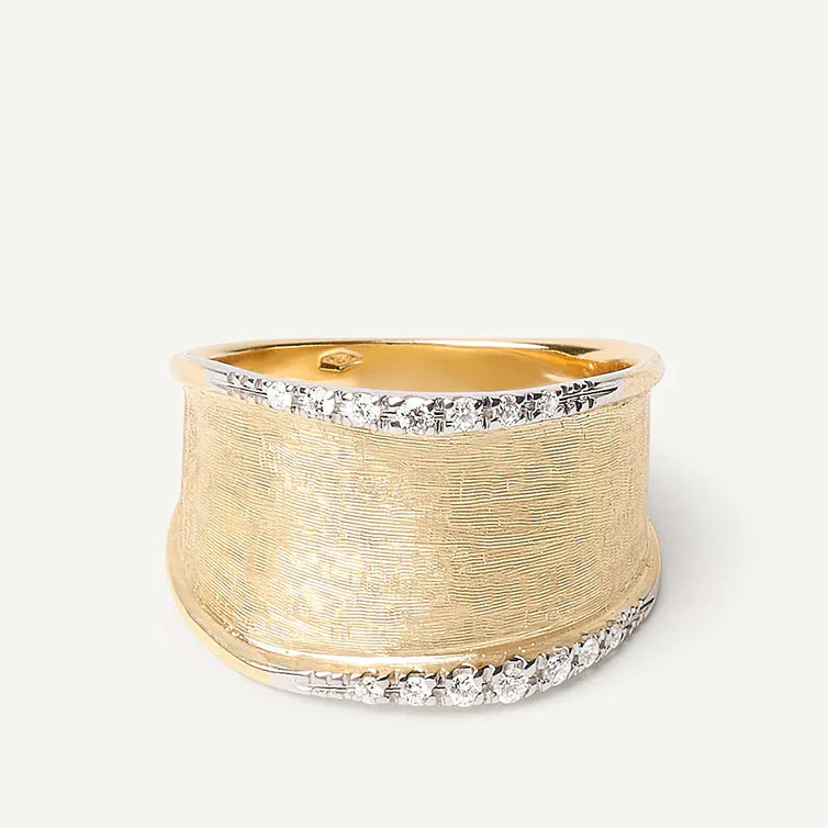 Marco Bicego Lunaria 18k Yellow and White Gold Medium Diamond Ring - Image 3