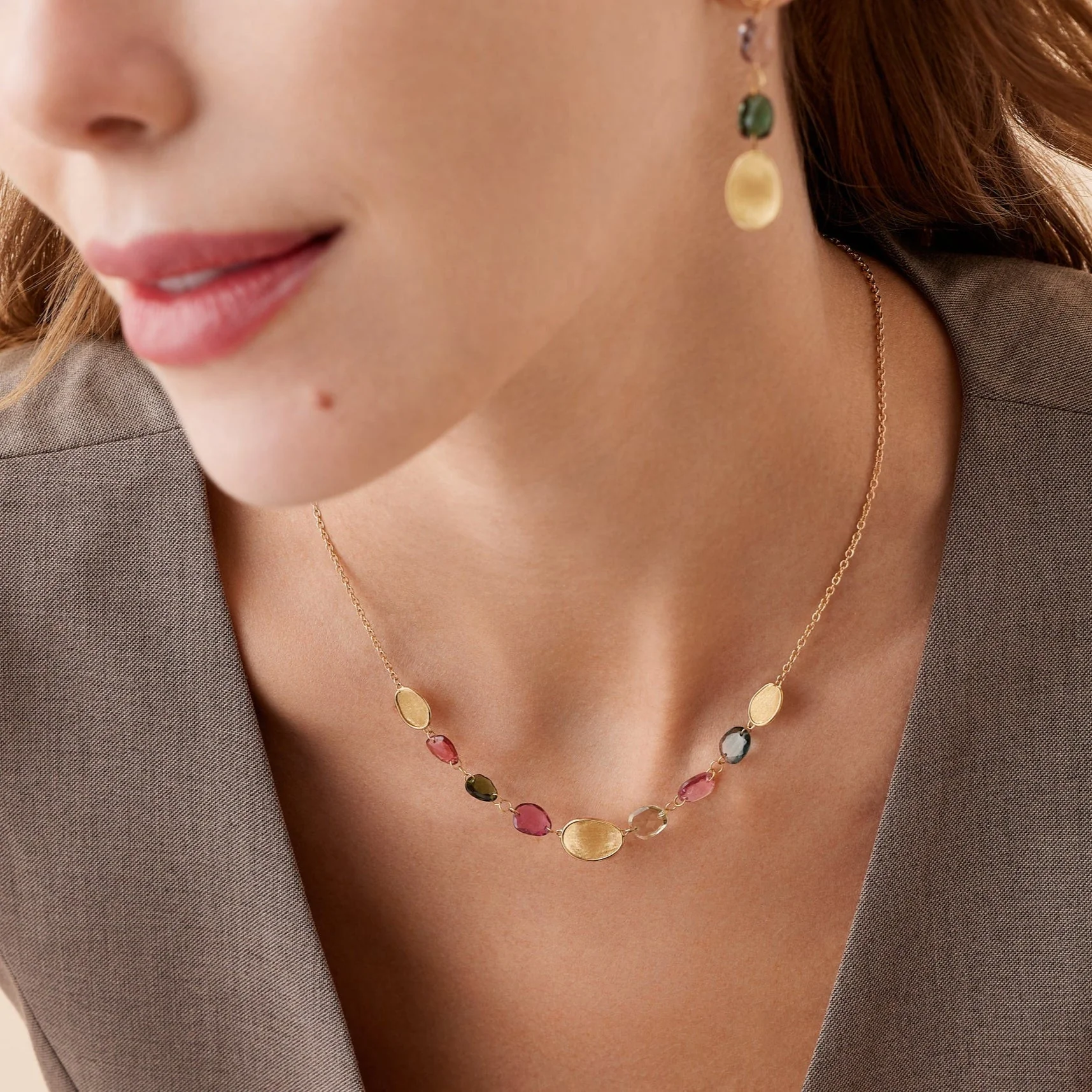 Marco Bicego Lunaria 18k Yellow Gold Multicolor Tourmaline Necklace - Image 2