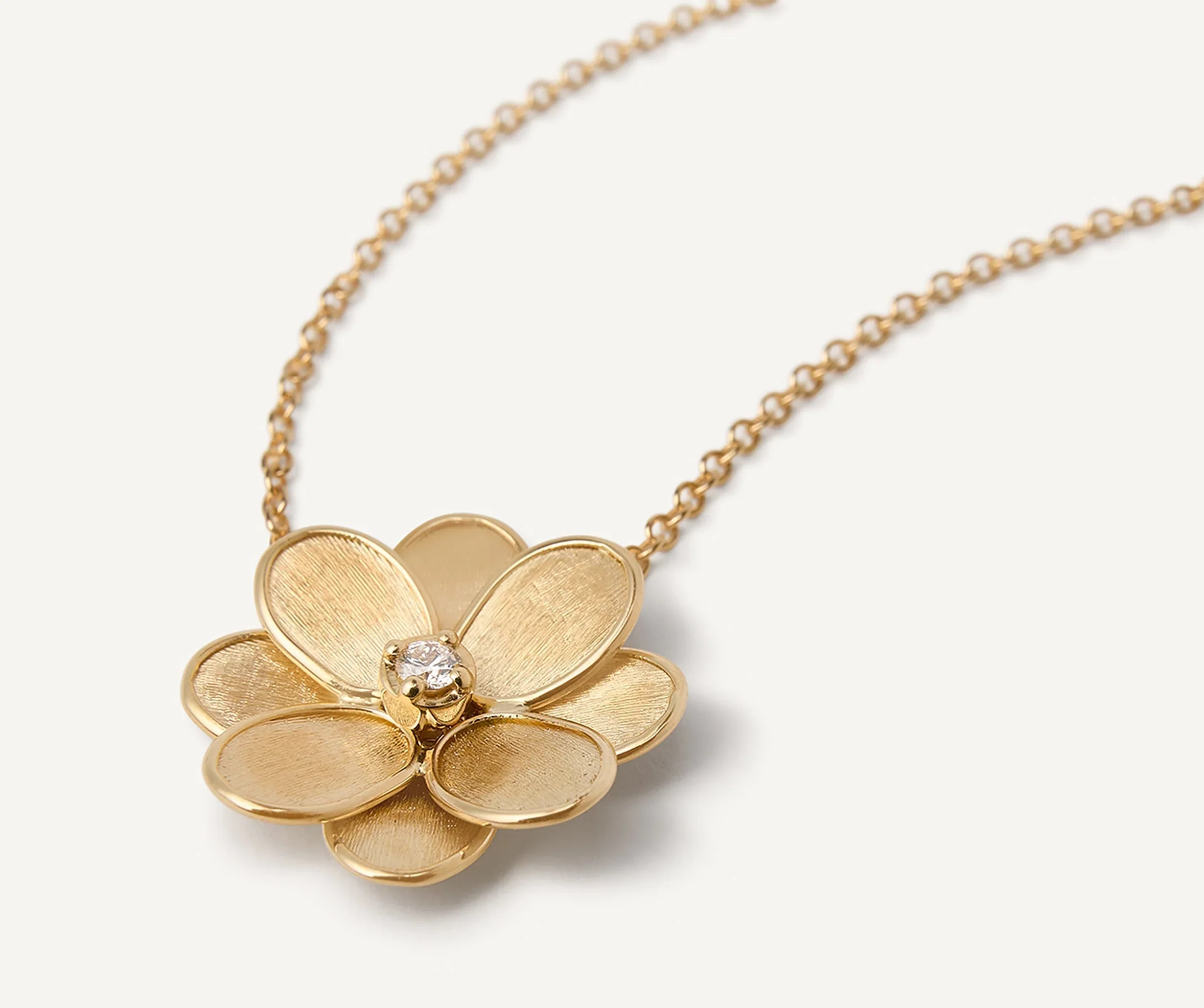 Marco Bicego Petali 18K Yellow Gold Flower Pendant Necklace with Diamonds - Image 4