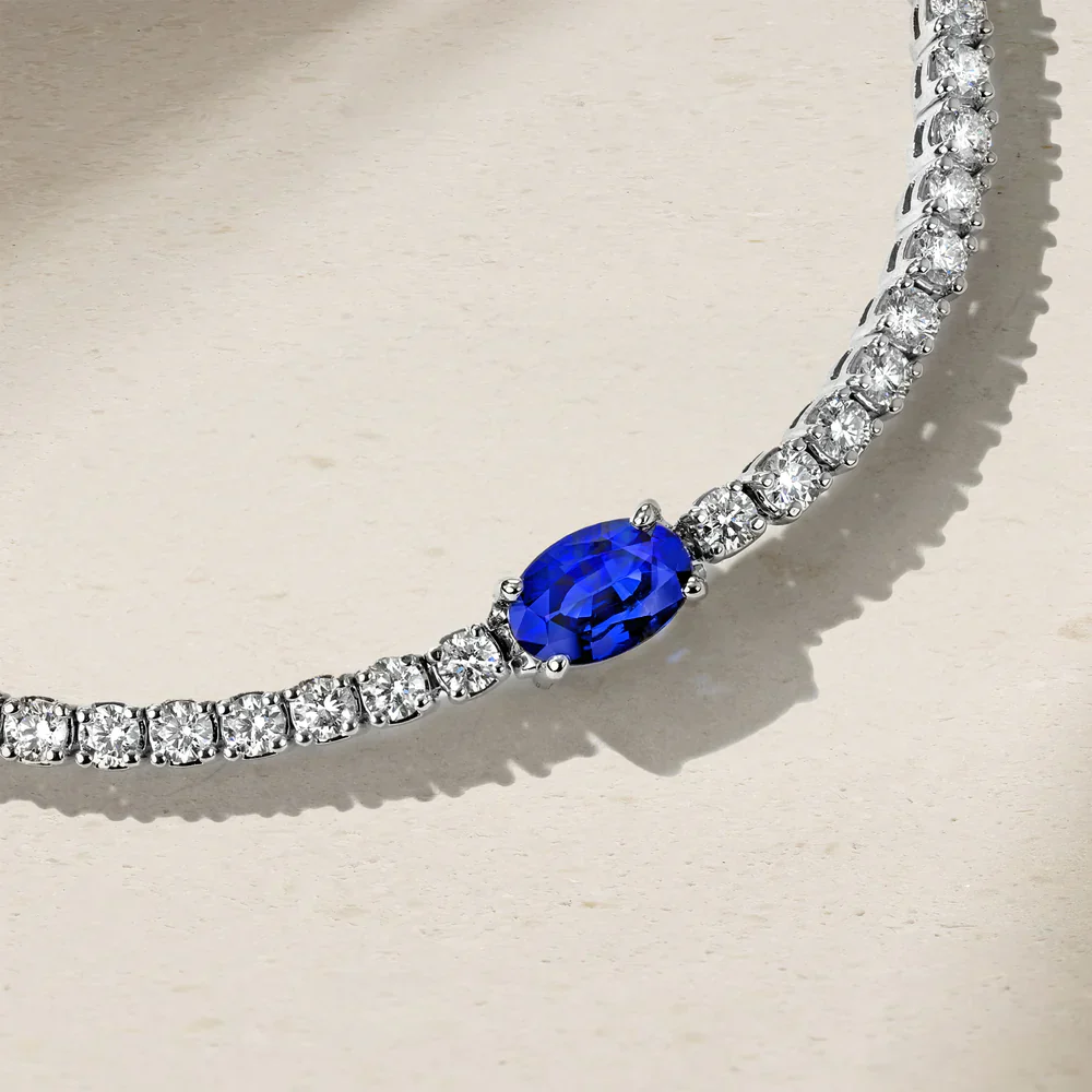 Mark Henry 18k White Gold Diamond & Sapphire Tennis Bracelet