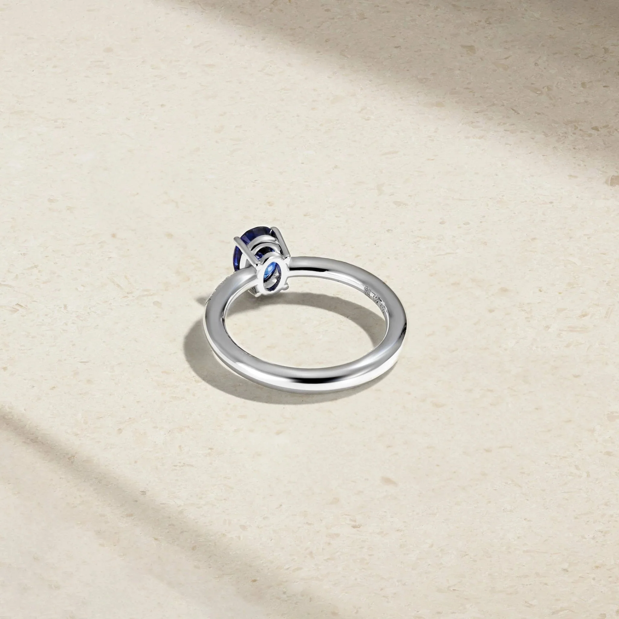 Mark Henry 18k White Gold Oval Sapphire and Diamond Ring - Image 3
