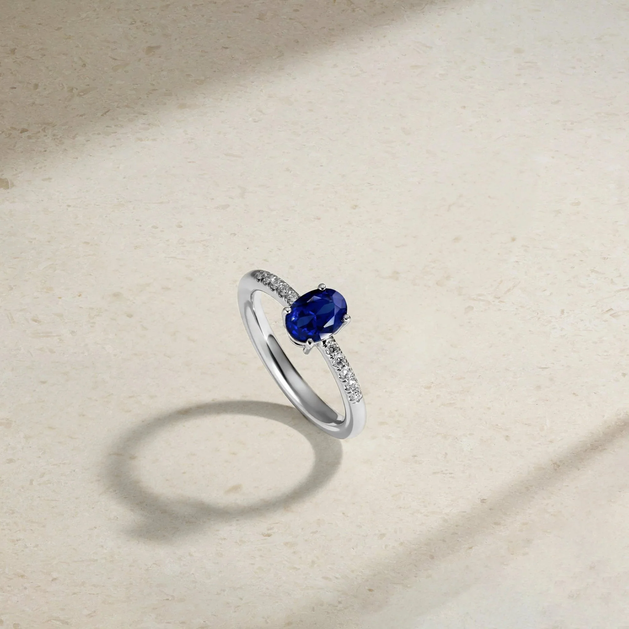 Mark Henry 18k White Gold Oval Sapphire and Diamond Ring - Image 4