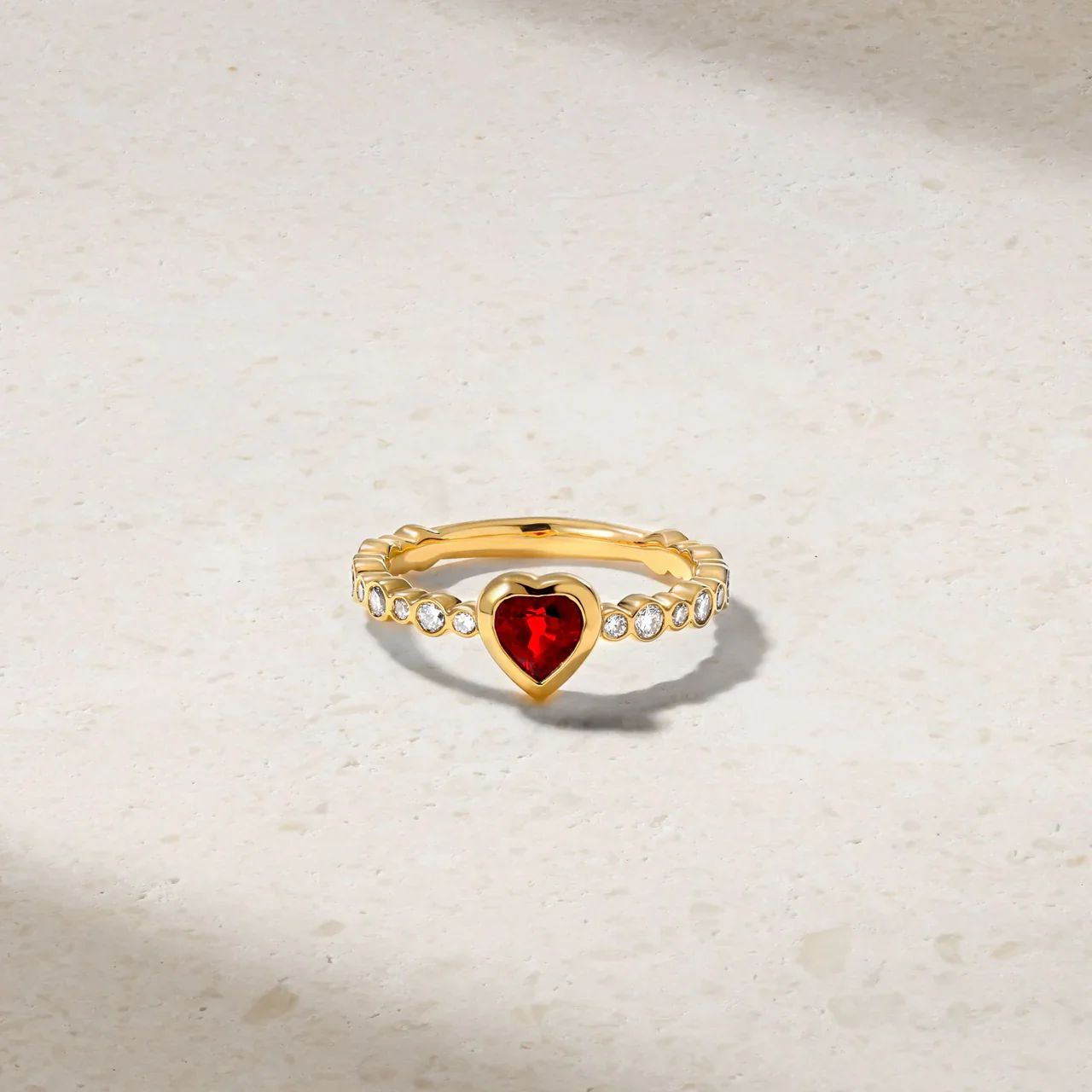 Mark Henry Bubbly Dilara Heart 18K Yellow Gold Ruby and Diamond Ring