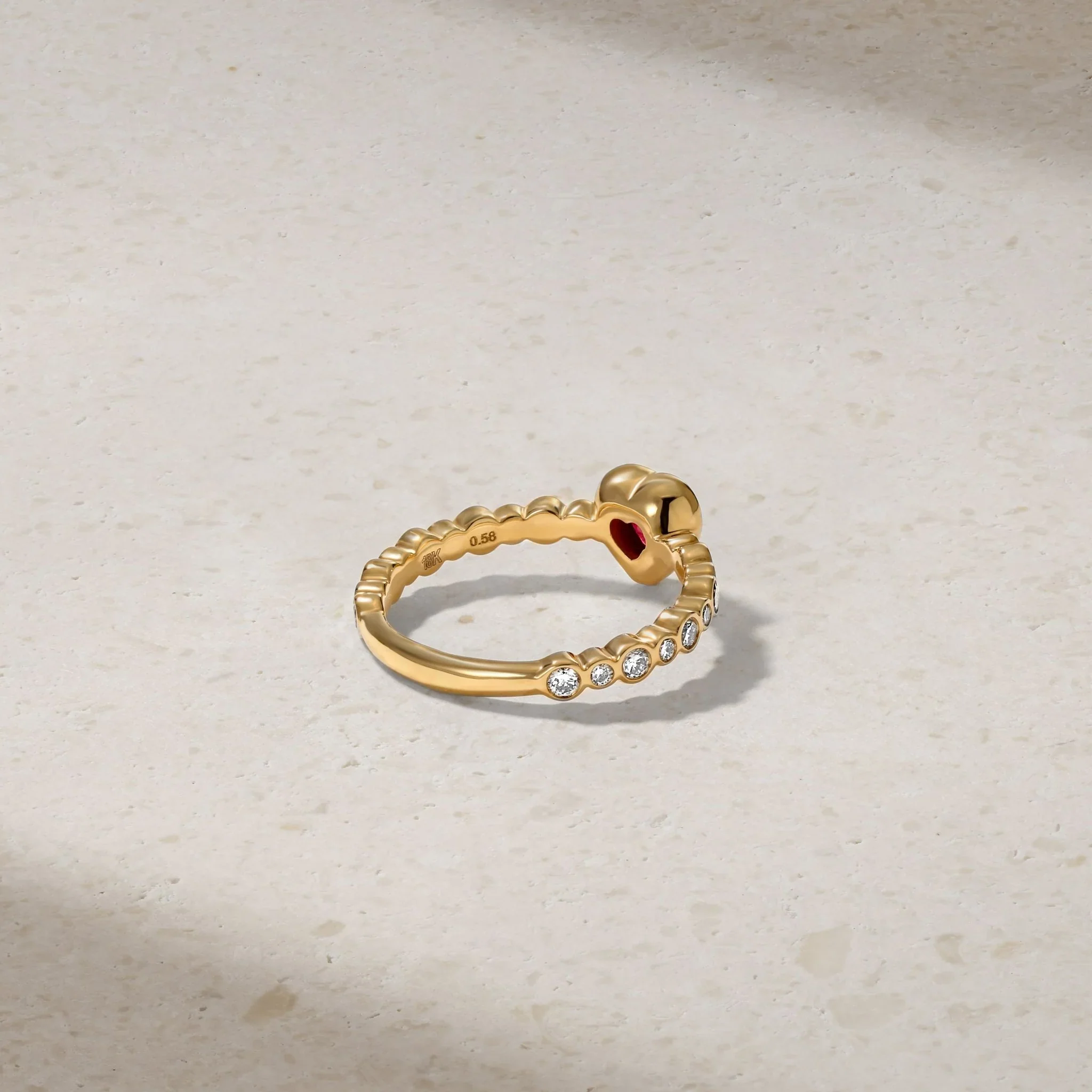 Mark Henry Bubbly Dilara Heart 18K Yellow Gold Ruby and Diamond Ring - Image 2