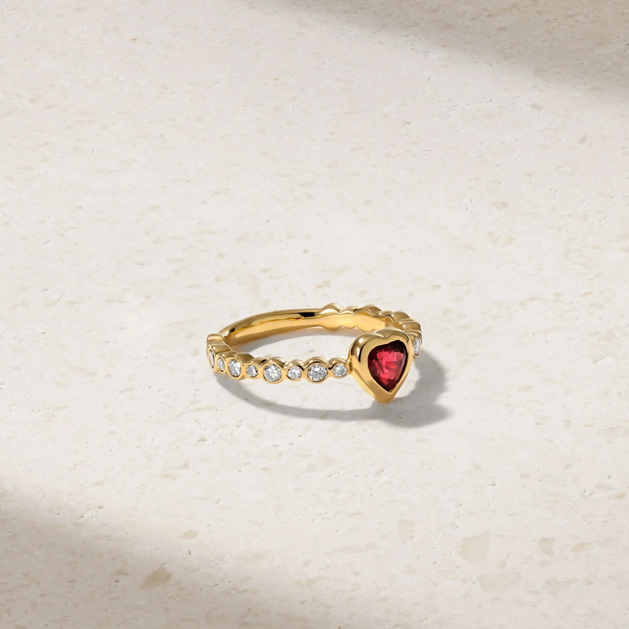 Mark Henry Bubbly Dilara Heart 18K Yellow Gold Ruby and Diamond Ring - Image 3