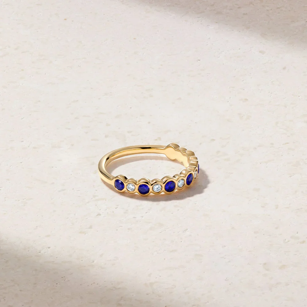 Mark Henry 18k Yellow Gold Bubbly Sapphire & Diamond Band