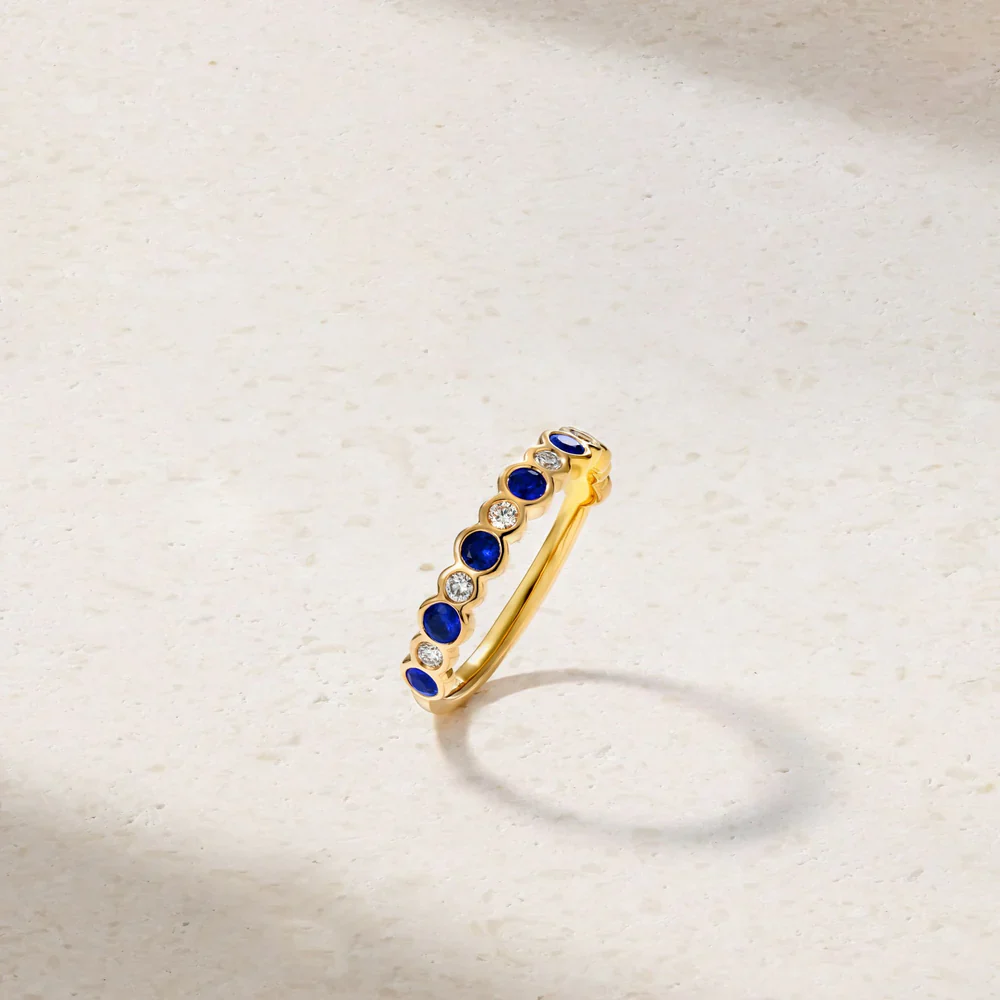 Mark Henry 18k Yellow Gold Bubbly Sapphire & Diamond Band - Image 3