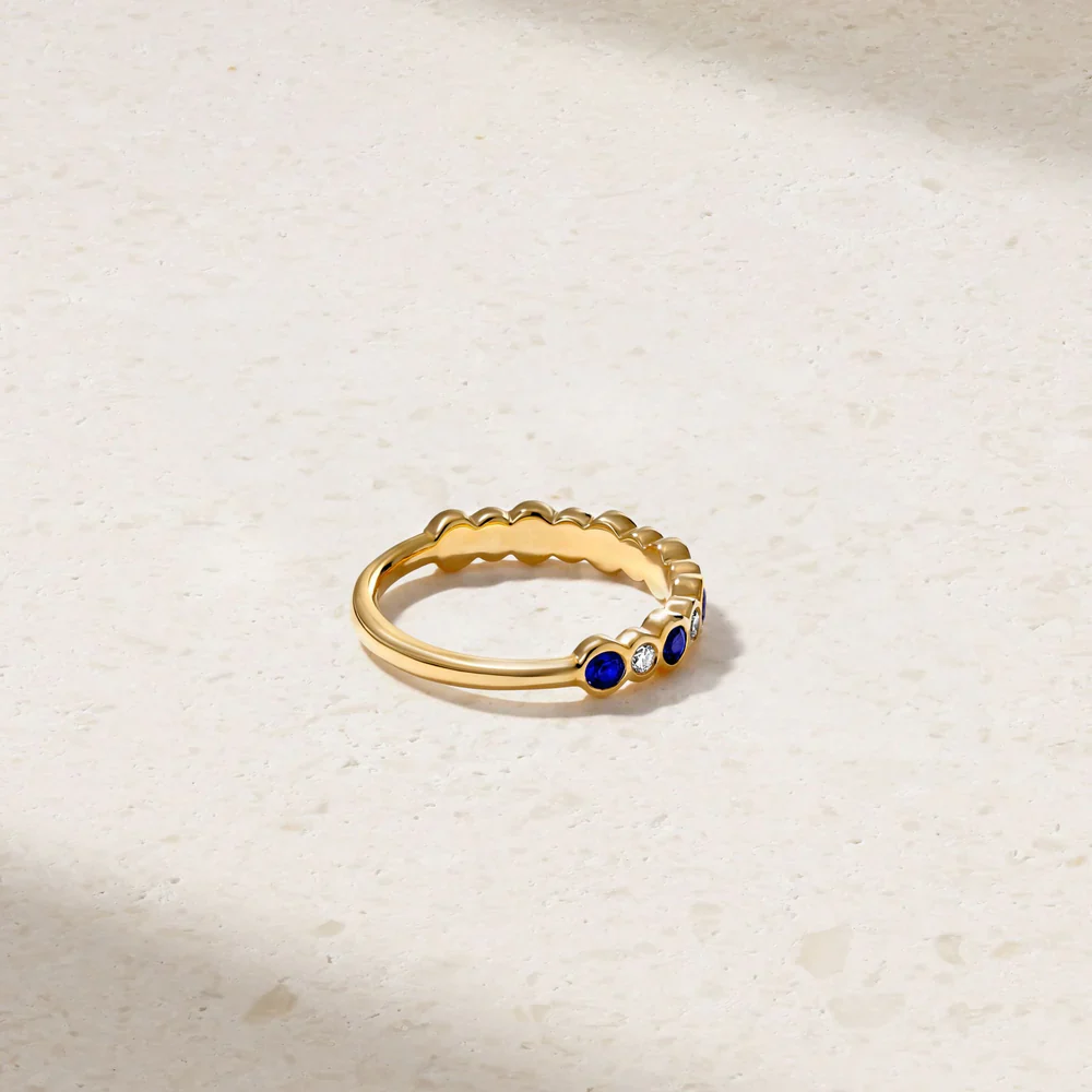 Mark Henry 18k Yellow Gold Bubbly Sapphire & Diamond Band - Image 4