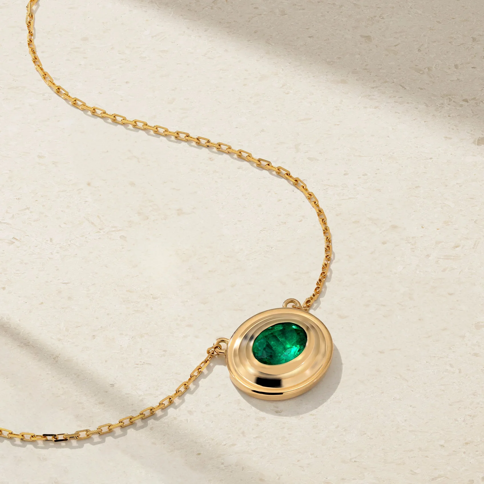 Mark Henry 18k Yellow Gold Colosseum Emerald Bezel Necklace