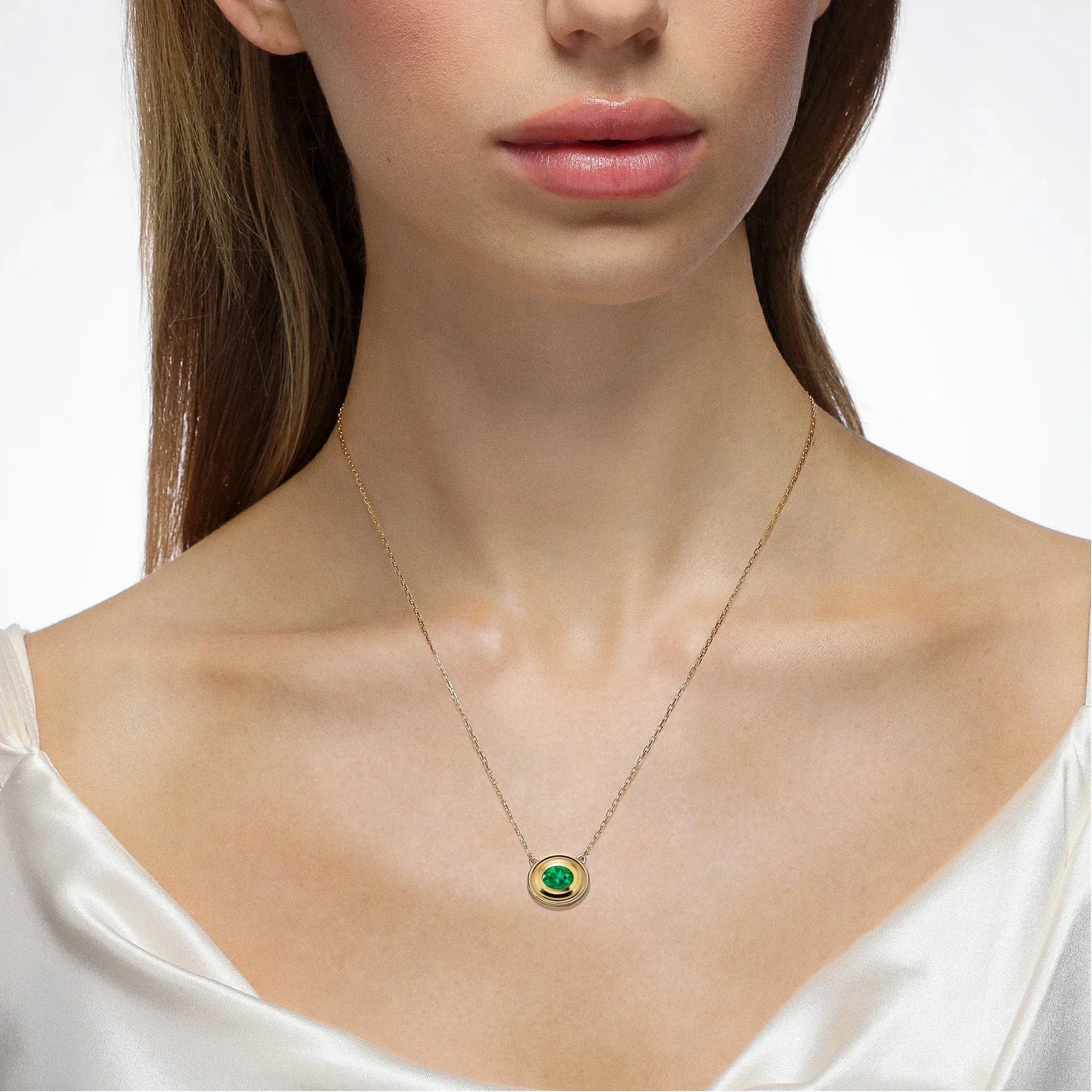 Mark Henry 18k Yellow Gold Colosseum Emerald Bezel Necklace - Image 2