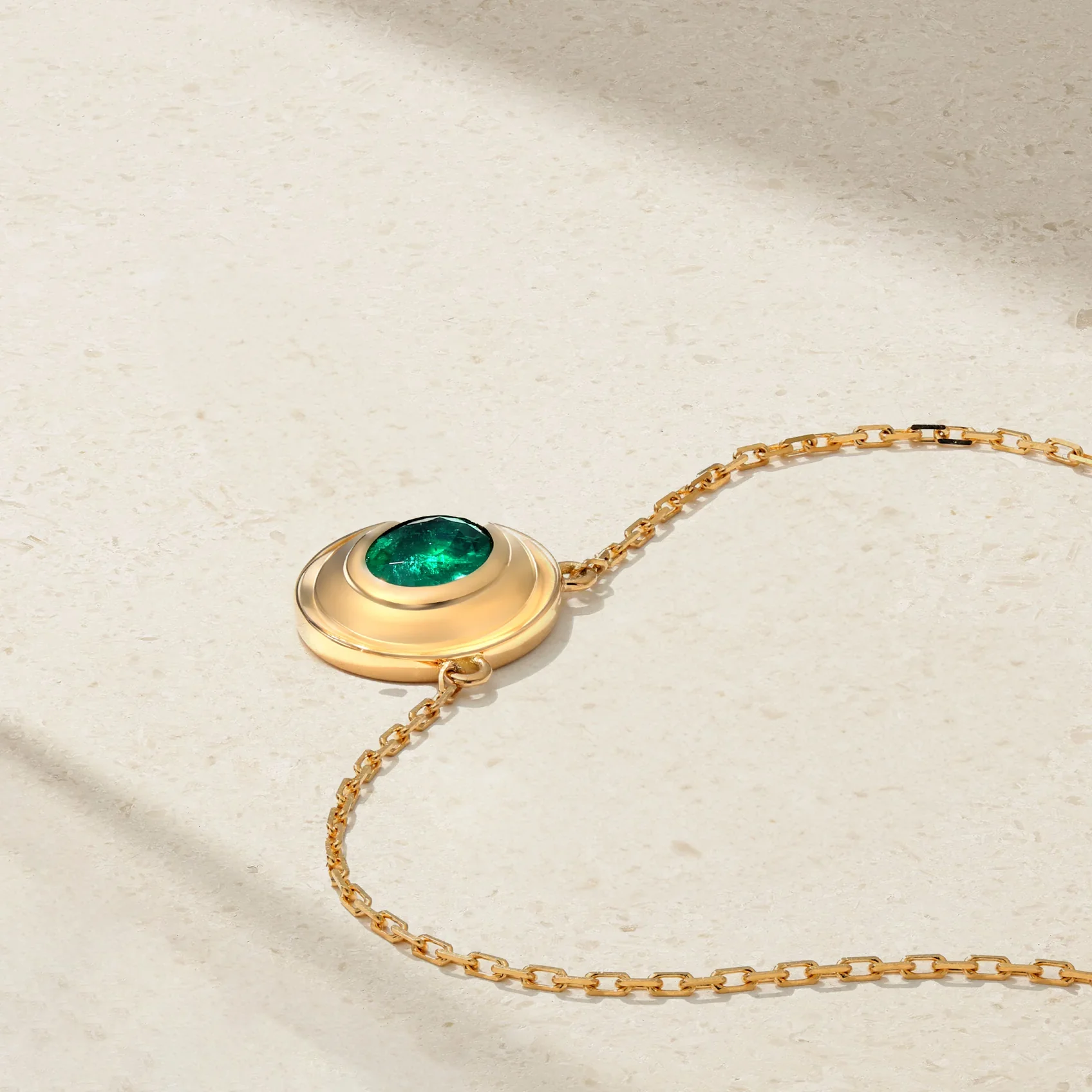 Mark Henry 18k Yellow Gold Colosseum Emerald Bezel Necklace - Image 3