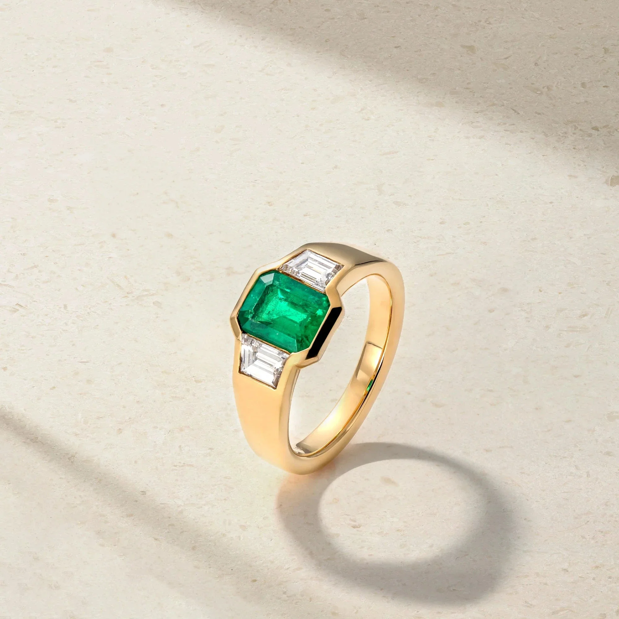 Mark Henry 18k Yellow Gold Emerald and Diamond Ring - Image 2